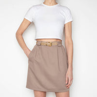 Neutral Pleated Mini Skirt