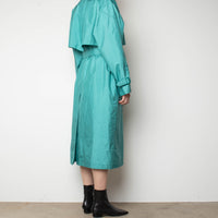 80s Teal Trench Coat