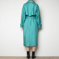 80s Teal Trench Coat