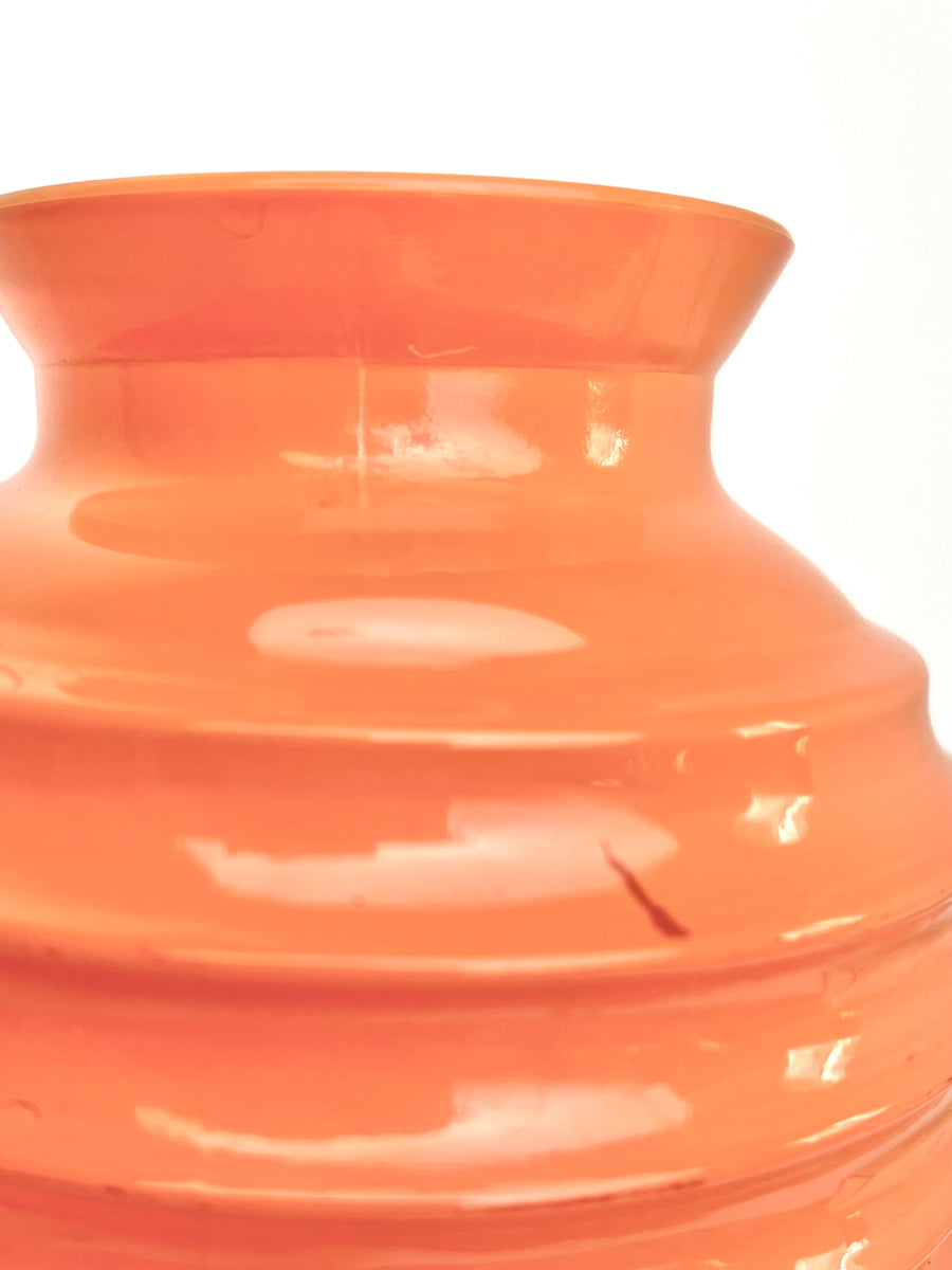 70s Ribbed Orange Glass Vase