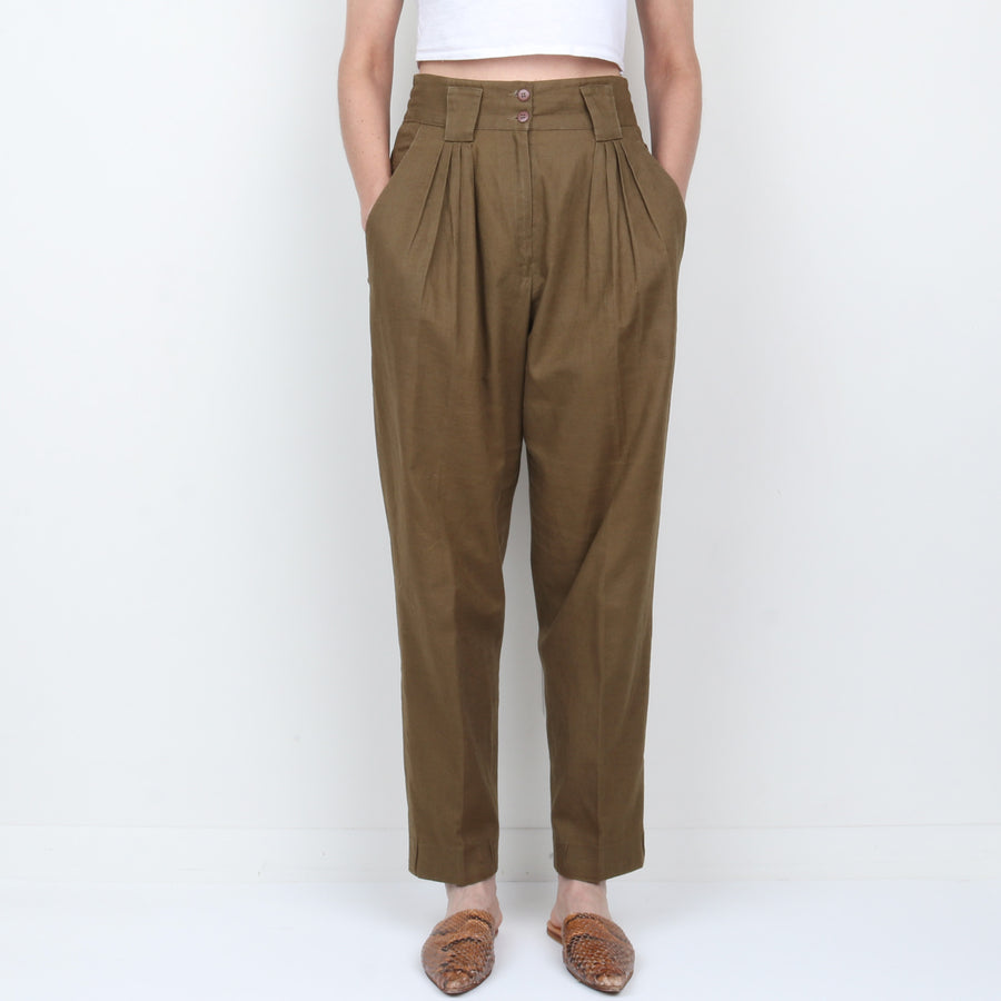 Linen / Cotton Pleated Trouser
