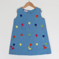 70s Balloon and Ducks Embroidered Applique Dress Size 7