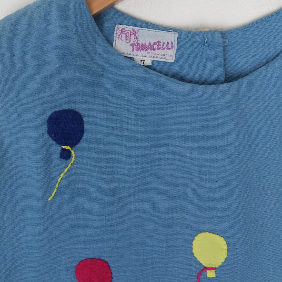 70s Balloon and Ducks Embroidered Applique Dress Size 7