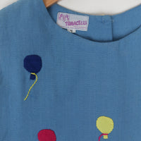 70s Balloon and Ducks Embroidered Applique Dress Size 7