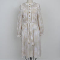 70s Beige Gingham Dress