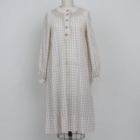 70s Beige Gingham Dress