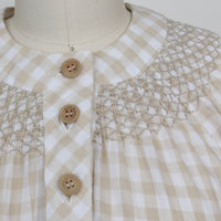 70s Beige Gingham Dress