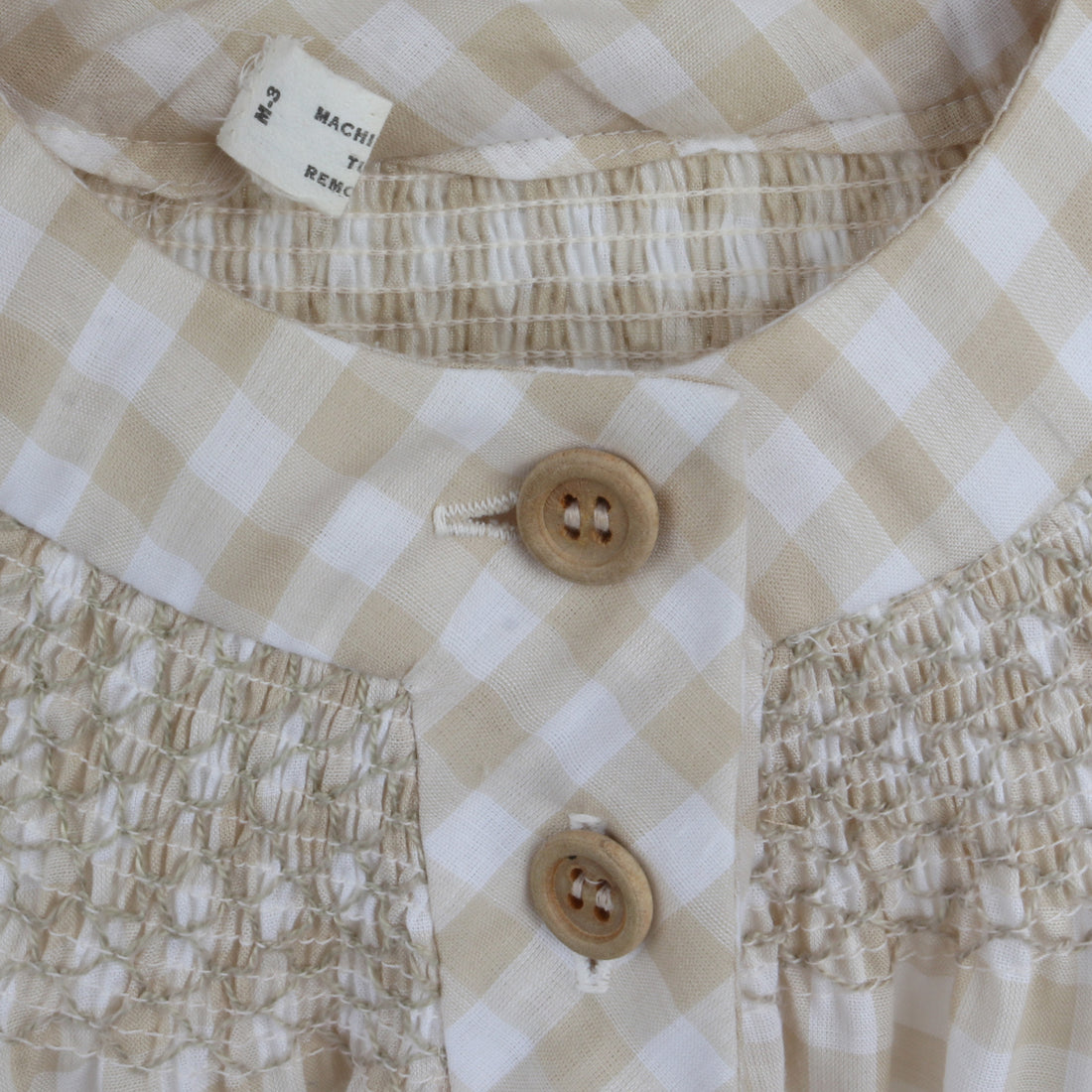 70s Beige Gingham Dress