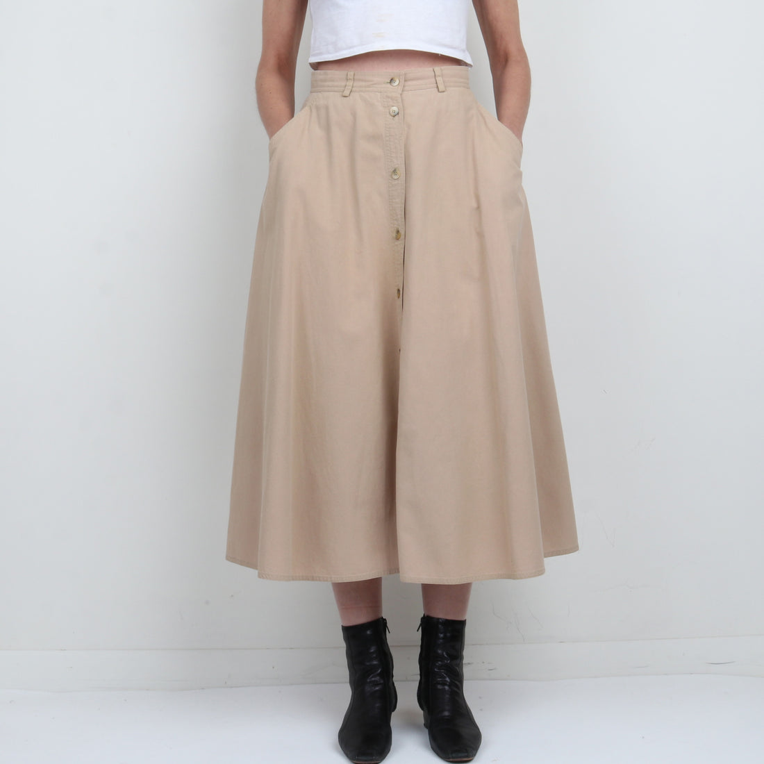 Tan Cotton Maxi Skirt