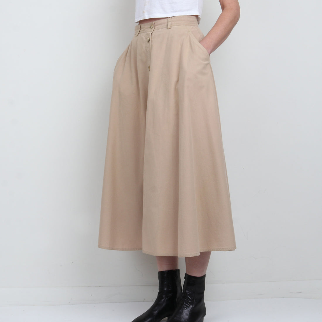 Tan Cotton Maxi Skirt