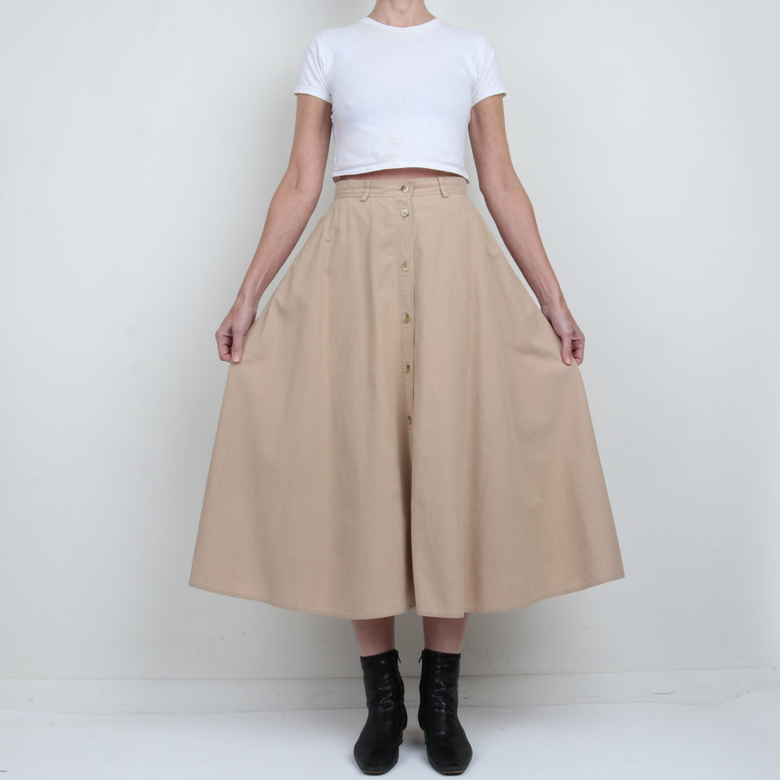 Tan Cotton Maxi Skirt