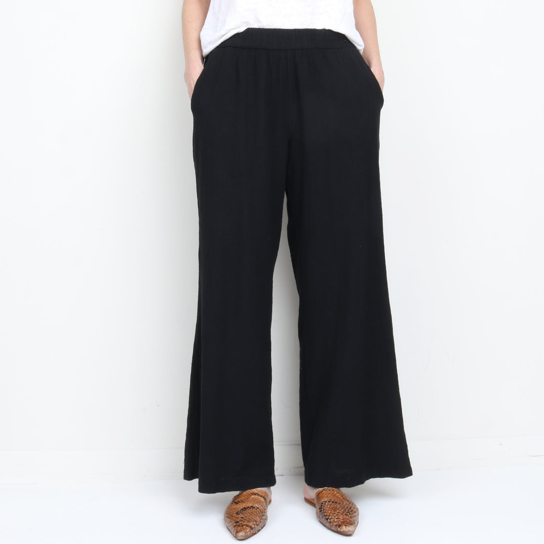 Cotton Gauze Wide Leg Pant