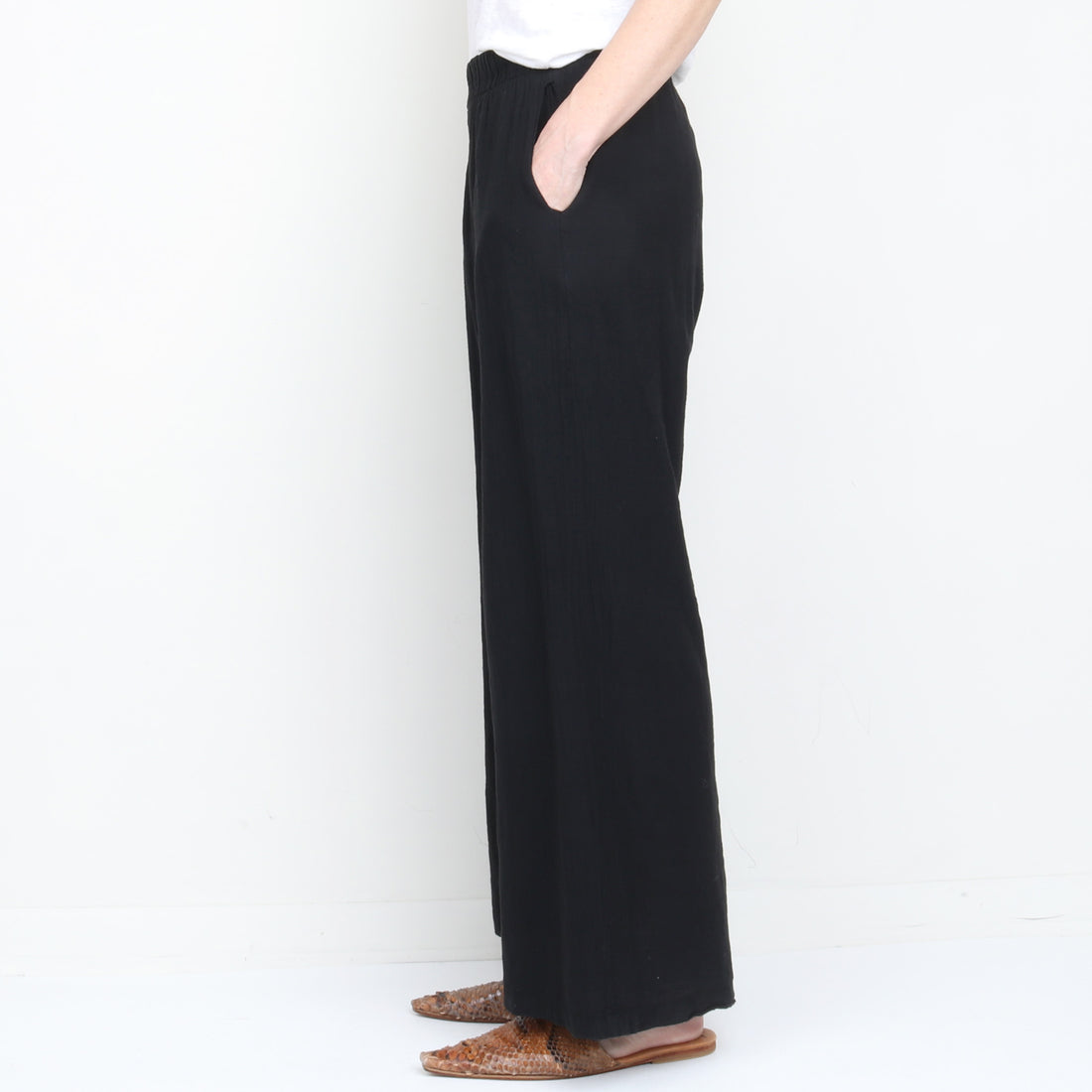 Cotton Gauze Wide Leg Pant