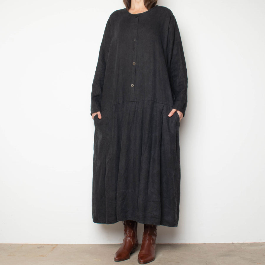 Black Linen Oversize Shirtdress