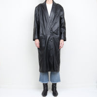80s Long Leather Coat L