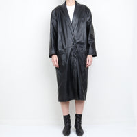 80s Long Leather Coat L