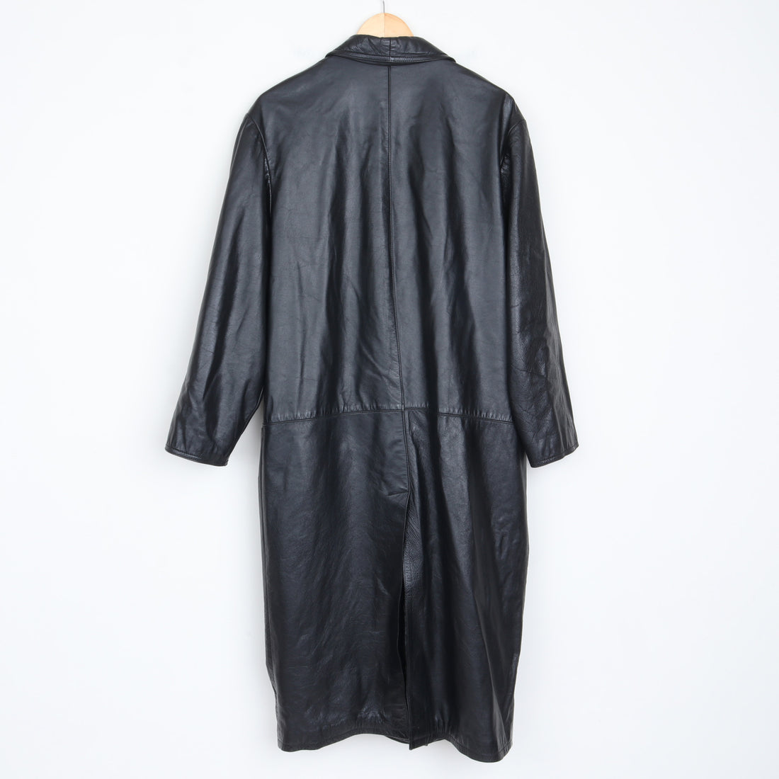 80s Long Leather Coat L