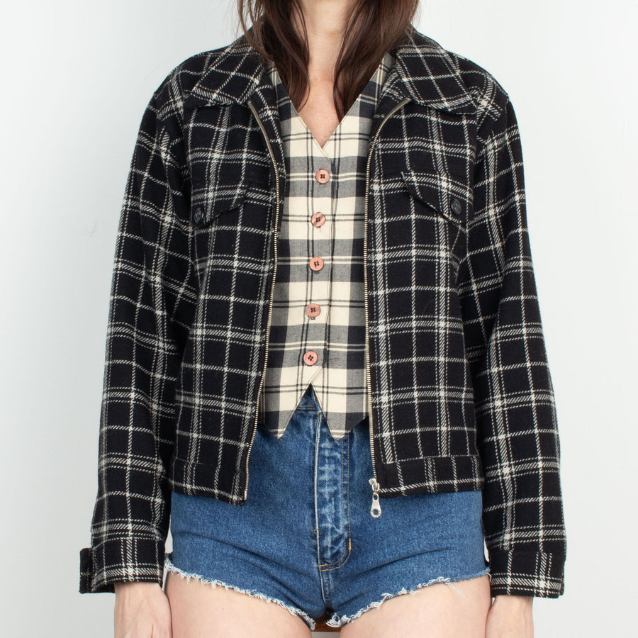 Plaid Wool Jacket M