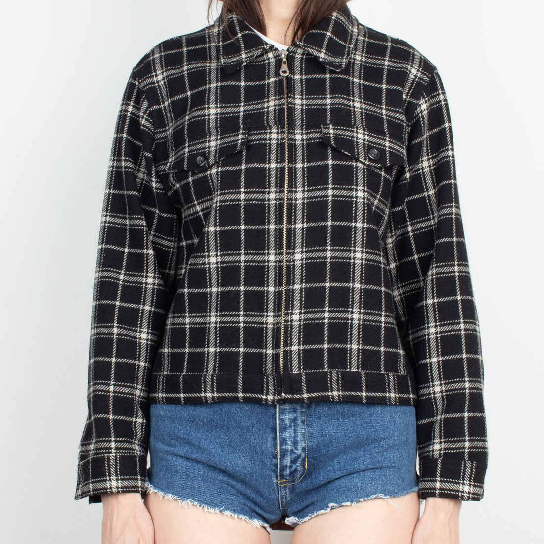 Plaid Wool Jacket M