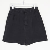 Black Cotton Pleated Shorts