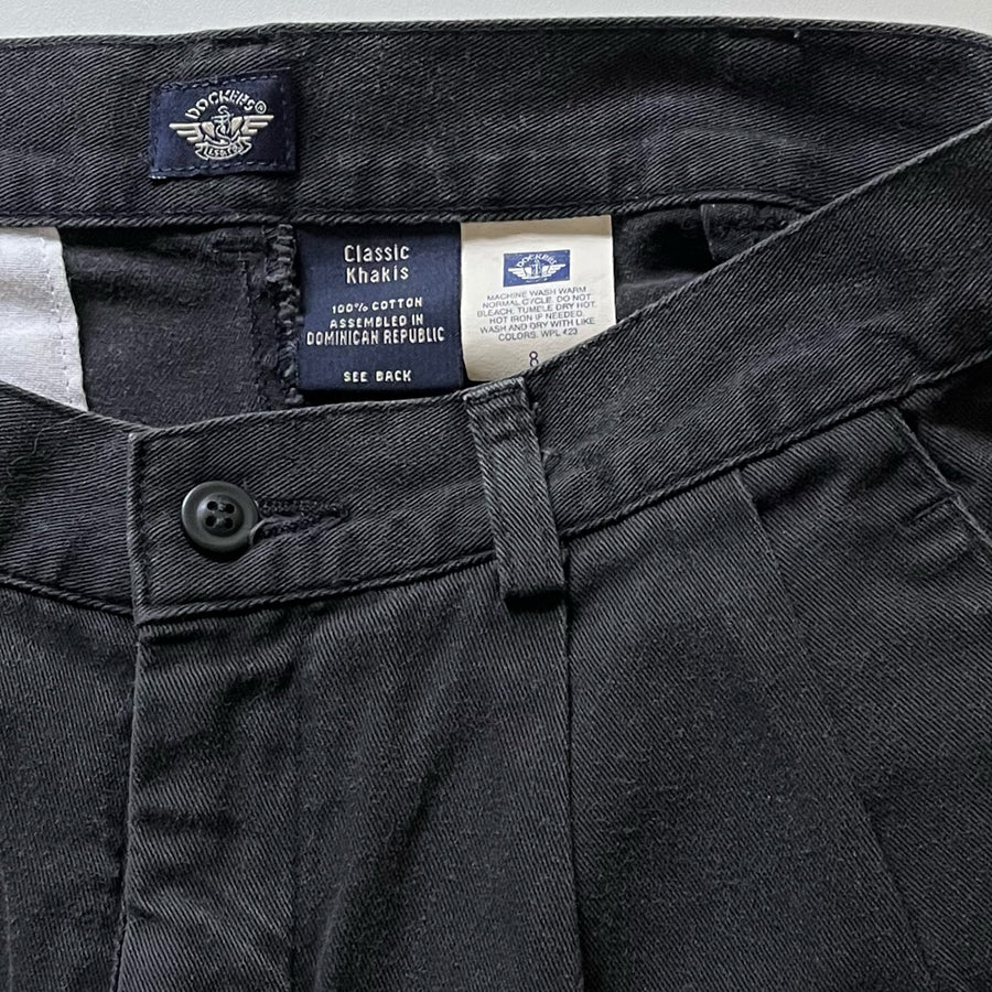Black Cotton Pleated Shorts