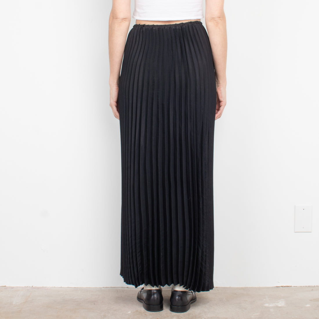 Black Liquid Pleated Maxi Skirt