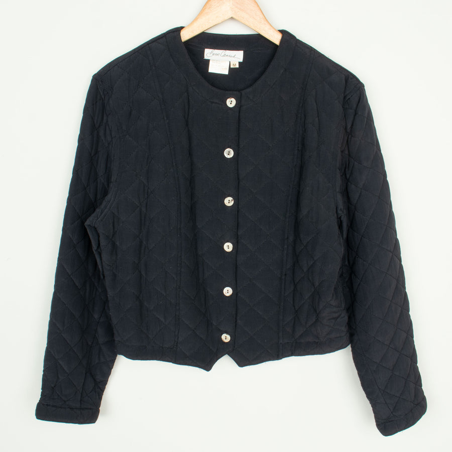 Black Quilted Crop Jacket