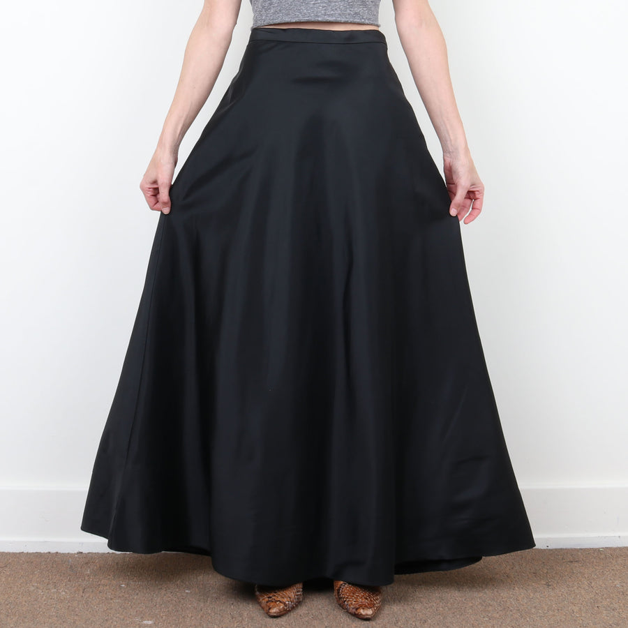 Black Satin Maxi Skirt