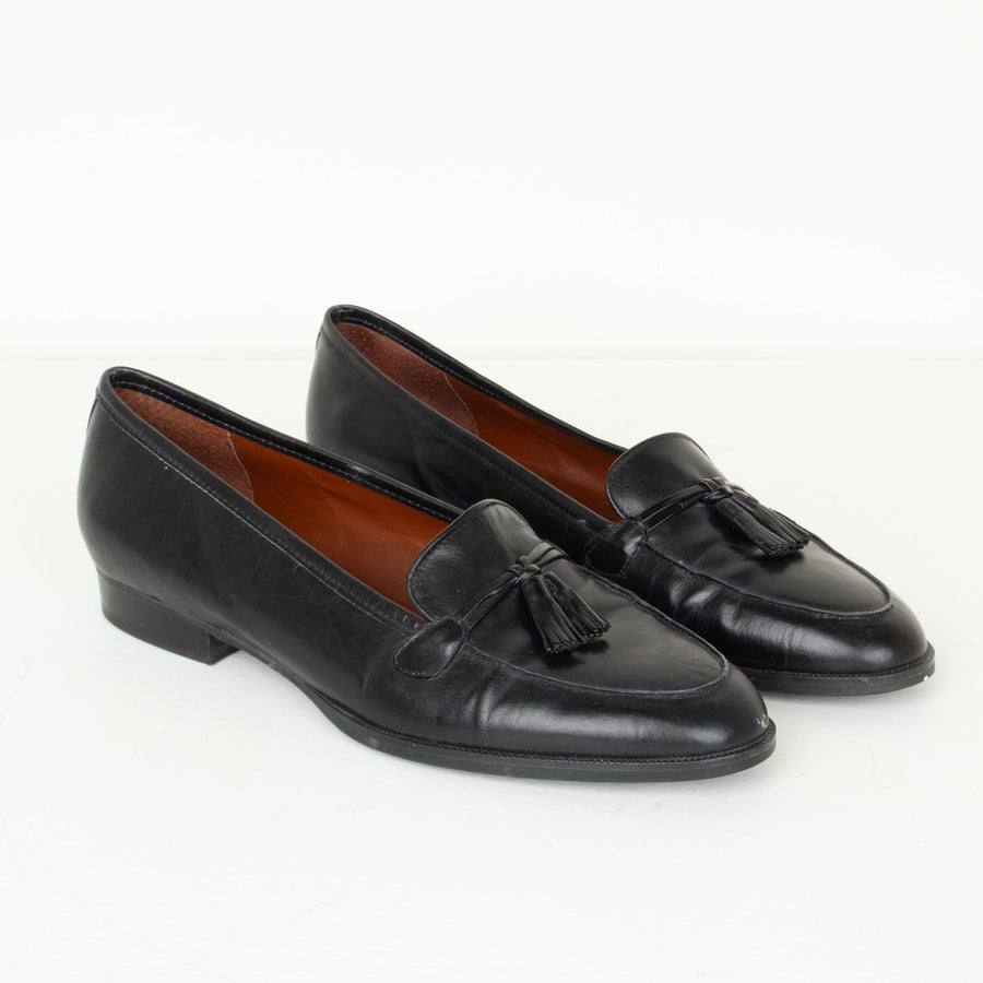 Black All-Leather Loafers 8 N