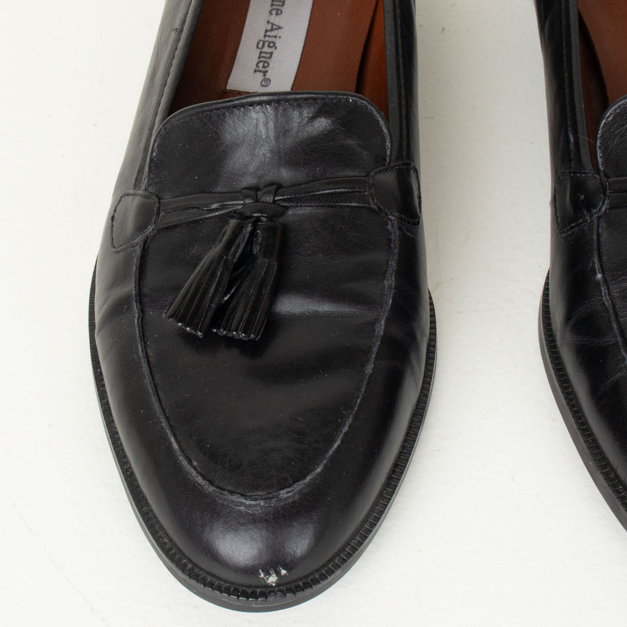 Black All-Leather Loafers 8 N