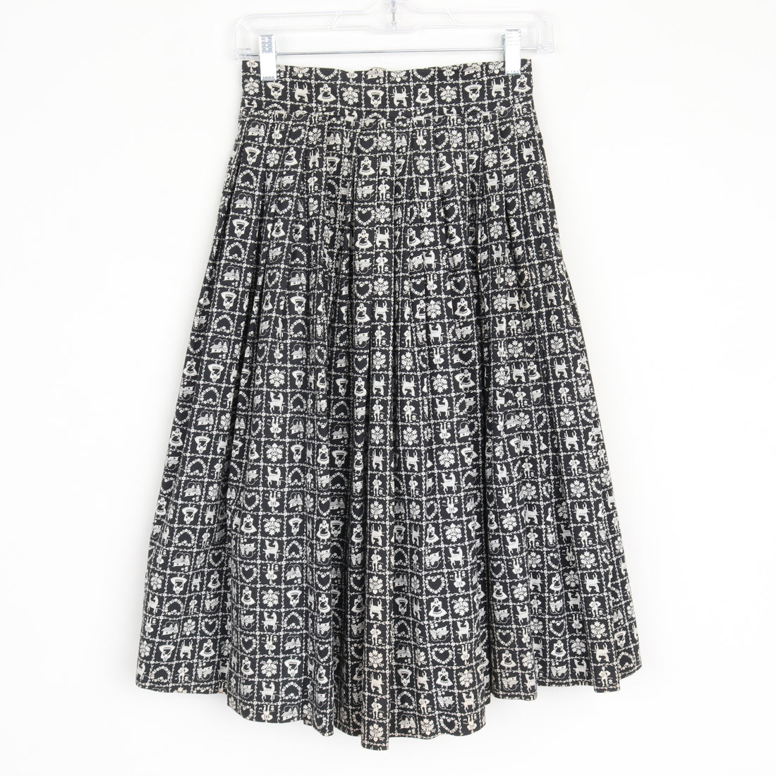 1950s Folk Print Midi Skirt XS