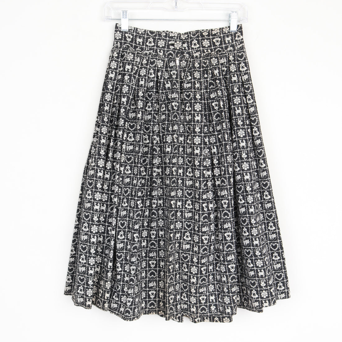 1950s Folk Print Midi Skirt XS