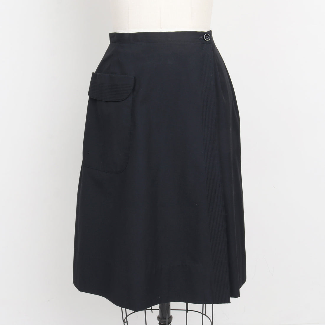 1970s Black Wrap Skirt XS