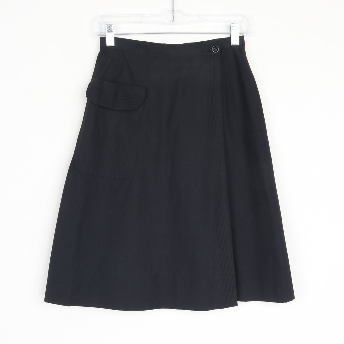 1970s Black Wrap Skirt XS