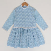 1960s Fil Coupé Chevron Dress Size 6/7