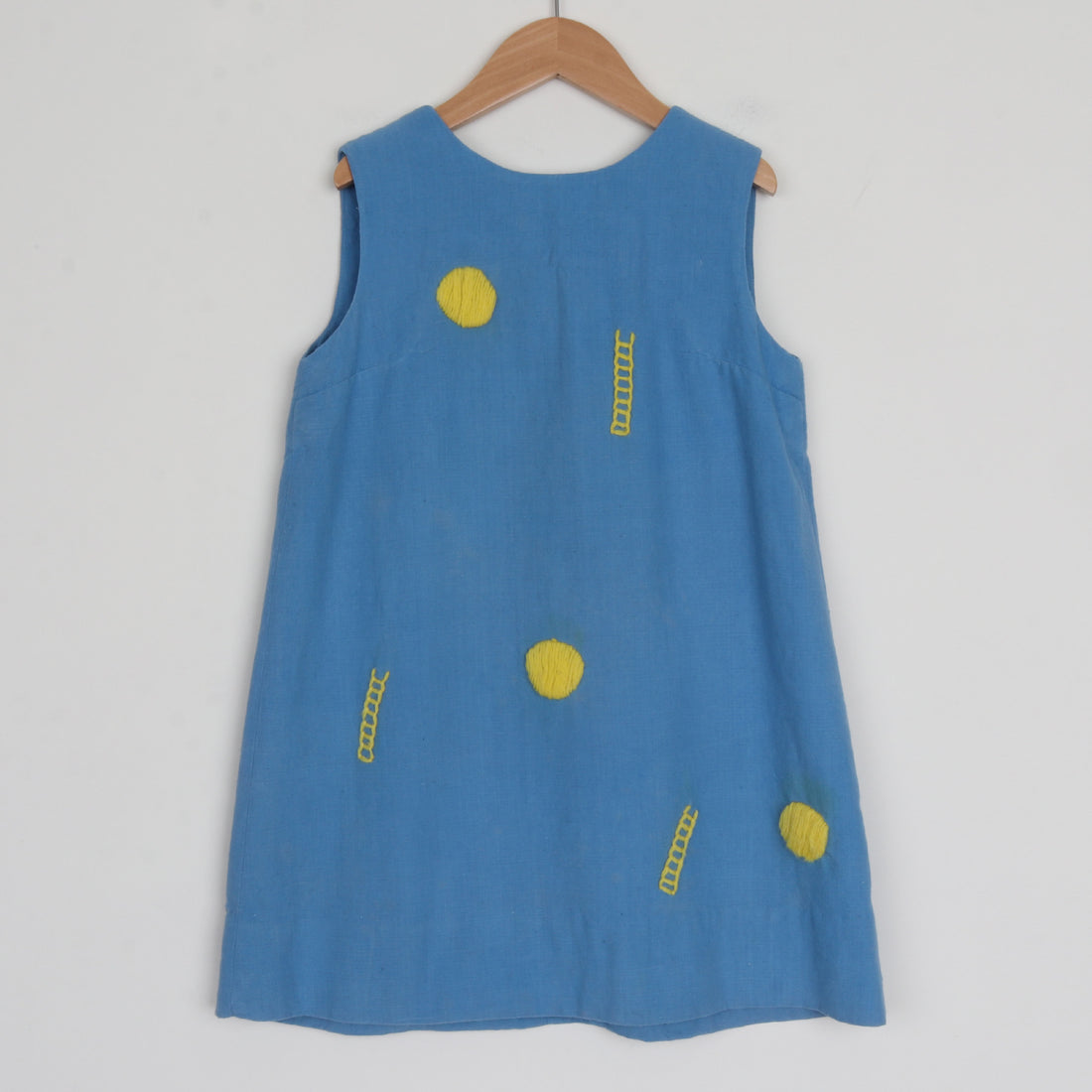 70s Dot and Ladder Embroidered Dress Size 8