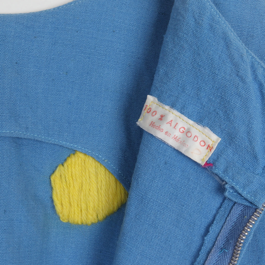 70s Dot and Ladder Embroidered Dress Size 8