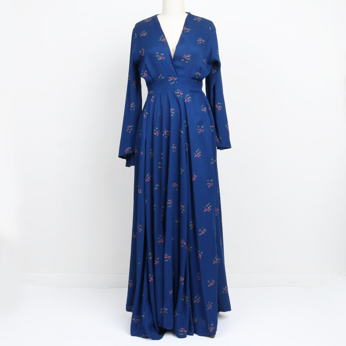 70s Blue Floral Maxi Dress