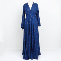 70s Blue Floral Maxi Dress