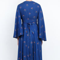 70s Blue Floral Maxi Dress