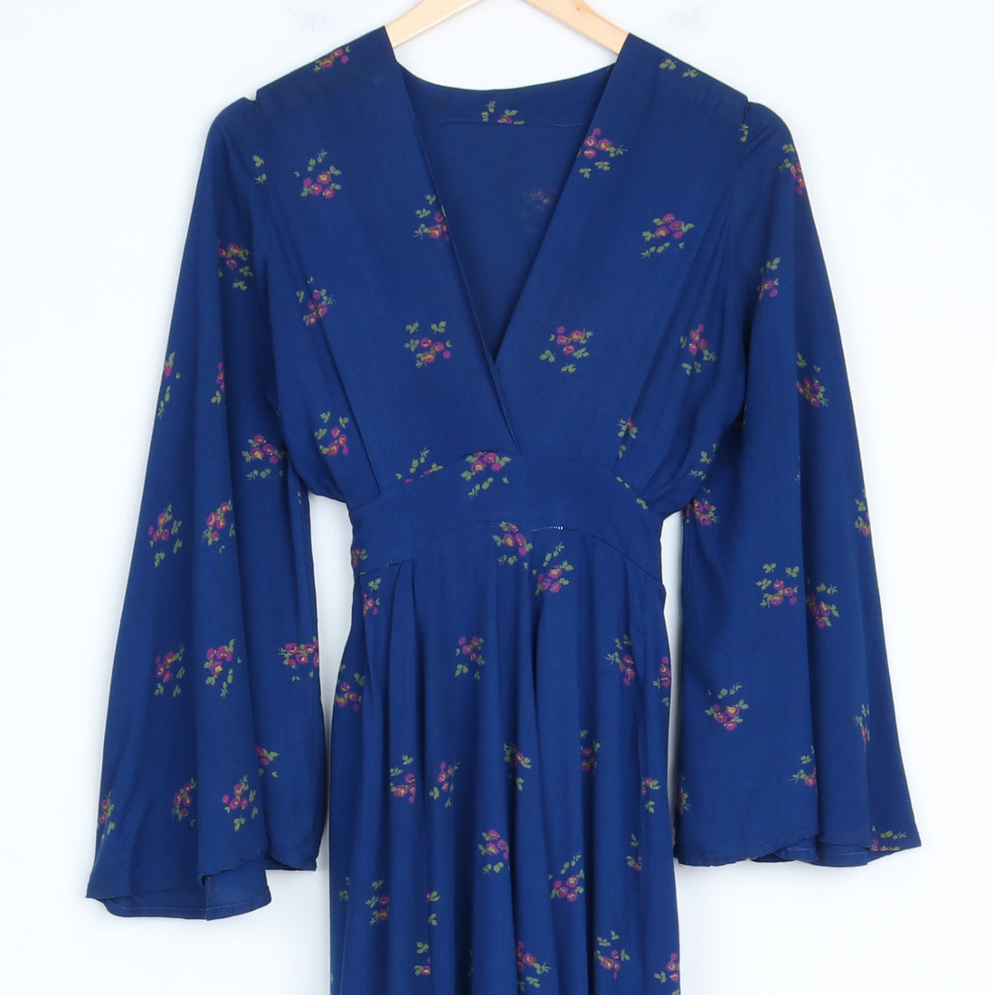 70s Blue Floral Maxi Dress