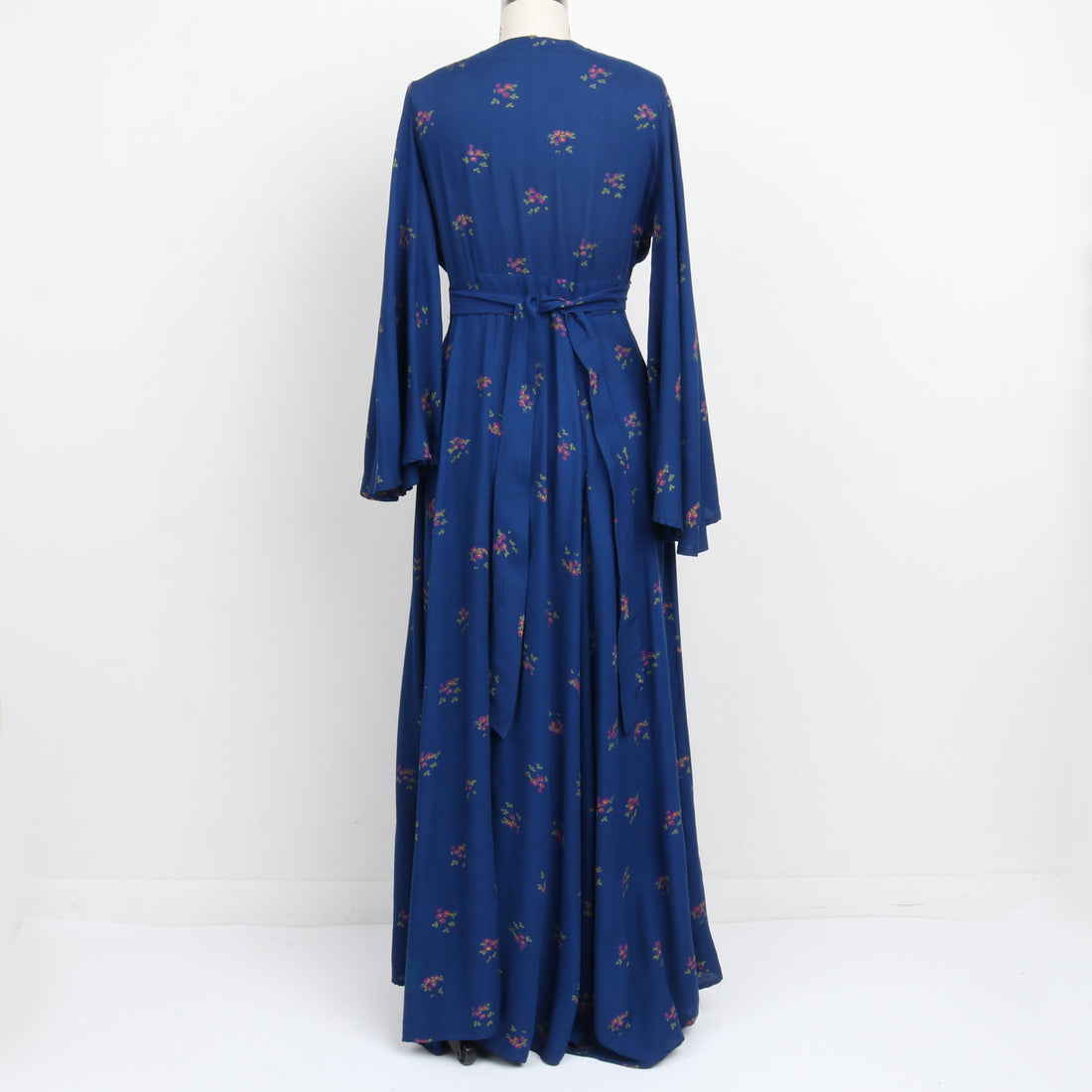 70s Blue Floral Maxi Dress