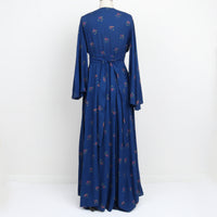 70s Blue Floral Maxi Dress