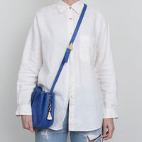 Blue Leather Bucket Bag
