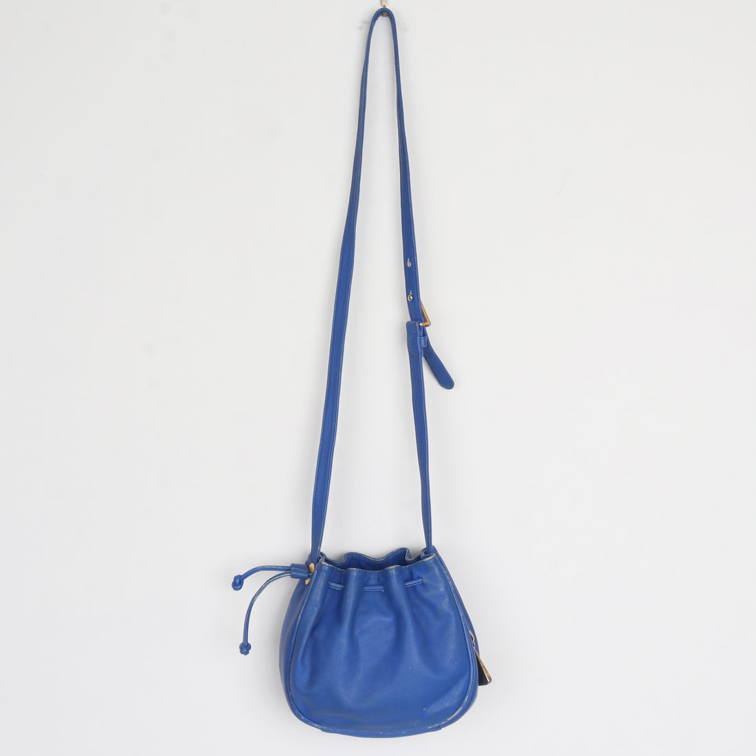 Blue Leather Bucket Bag