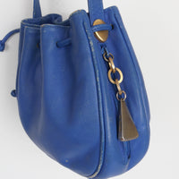 Blue Leather Bucket Bag