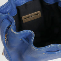 Blue Leather Bucket Bag