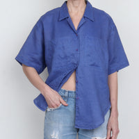 Blue Linen Shirt L