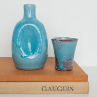 Vintage Blue Stoneware Carafe Set