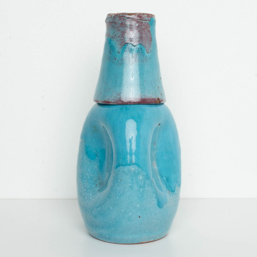 Vintage Blue Stoneware Carafe Set
